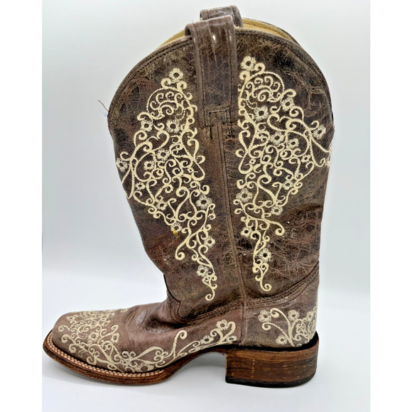 Corral Women's Crater Bone Embroidery Brown Square Toe Boots A2663 9M Wedding - Picture 15 of 16